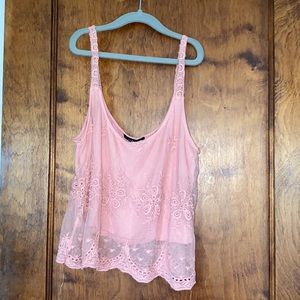 Ambiance lace pink tank top